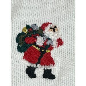 Vintage Christmas Embroidery Shirt White 8 Festive Holiday Classic Chic Preppy